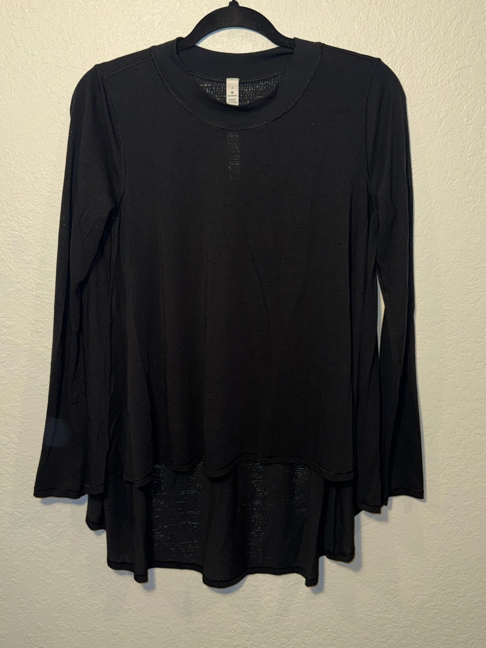 Lululemon Black Crewneck Burnout Long Sleeve Asymmetrical Casual Athletic Top 4